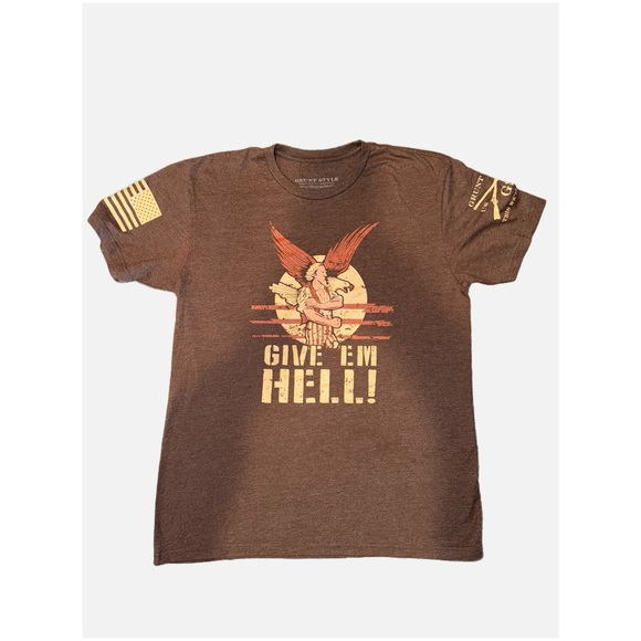 Grunt Style Tops - Grunt Style -Women’s Brown Graphic T-Shirt size Medium